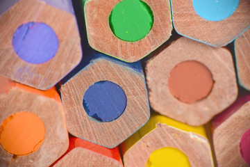 Extreme macro of colored pencils