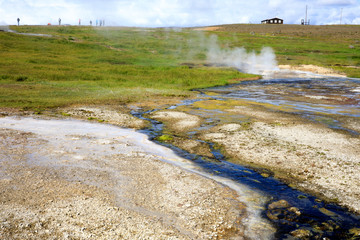 Hveravellir / Iceland - August 25, 2017: Landscape at Hveravellir a geothermal and sulfur area, Iceland, Europe
