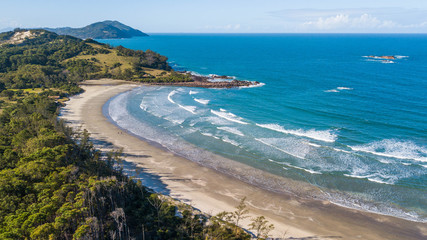 Aerial view of Ouvidor beach - Garopaba. Beautiful beach and montains in Santa Catarina, Brazil
