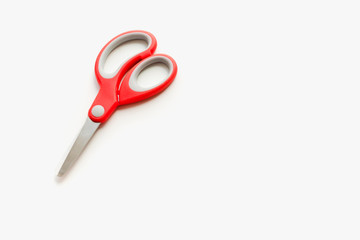 stationery scissors, scissors with red handle