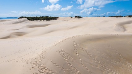 Aerial view of the Siriú dunes in Garopaba. Beautiful dunes in Santa Catarina, Brazil