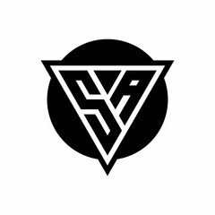 SA logo with negative space triangle and circle shape design template