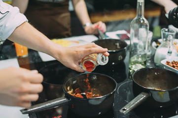 culinary master class on cooking bean and meat soup