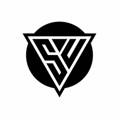 SU logo with negative space triangle and circle shape design template