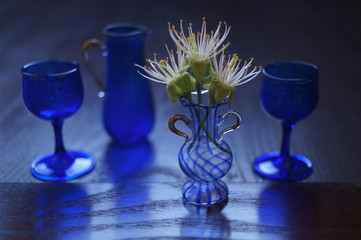 Vase with cherry blossom pistils