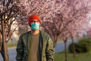 Man wearing face protection mask during coronavirus outbreak
