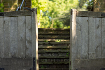 old wooden gate in the park