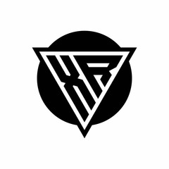 XR logo with negative space triangle and circle shape design template