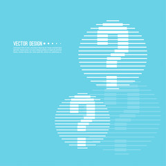 Question mark icon made of horizontal lines. Help symbol. FAQ sign on blue background. vector. minimal. Quiz symbol.