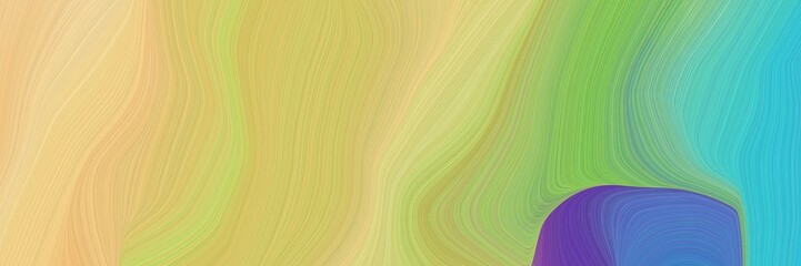 landscape orientation graphic with waves. smooth swirl waves background illustration with burly wood, cadet blue and pastel green color