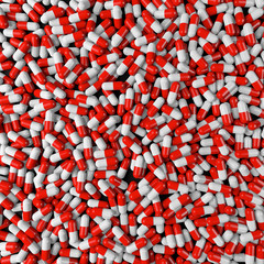3d Abstract Red and White Pills Background