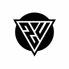 ZU logo with negative space triangle and circle shape design template