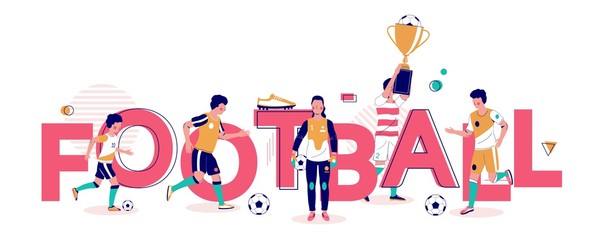 Football typography banner template, vector flat illustration