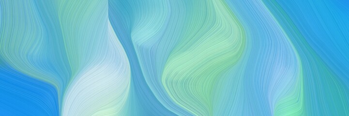 landscape orientation graphic with waves. elegant curvy swirl waves background illustration with medium aqua marine, sky blue and dodger blue color