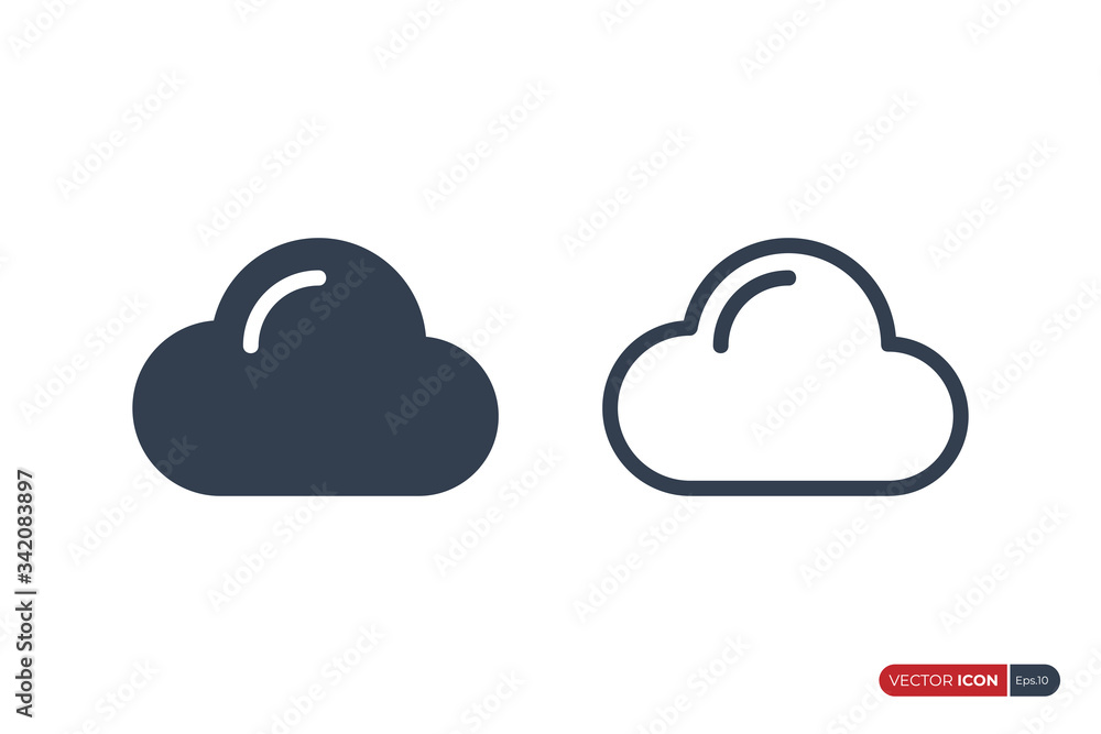 Poster cloud icon isolated on white background. fill and outline style. flat vector icon design template el