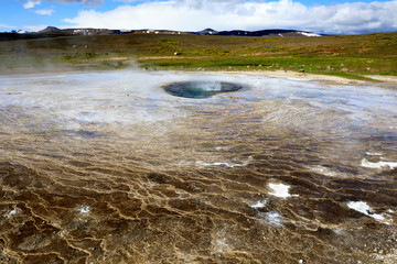 Hveravellir / Iceland - August 25, 2017: Landscape at Hveravellir a geothermal and sulfur area, Iceland, Europe
