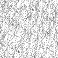 Obraz premium Seamless contour black and white pattern. Abstract vector texture for fabric, home textile, tile, bedding and wallpaper on the wall.