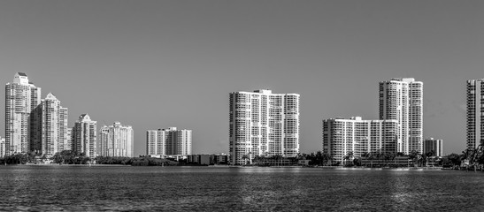 skyline of Miami with ocean