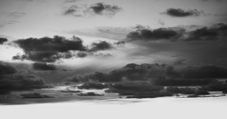 black and white dramatic night sky with clouds