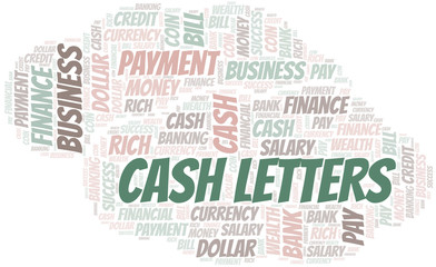 Cash Letters typography vector word cloud.