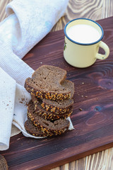 
Homemade bread and a cup of milk