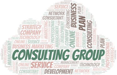 Obraz premium Consulting Group typography vector word cloud.