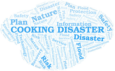 Cooking Disaster typography vector word cloud.