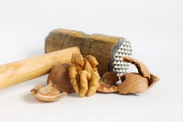 Walnut on a white background. Healthy food, nuts