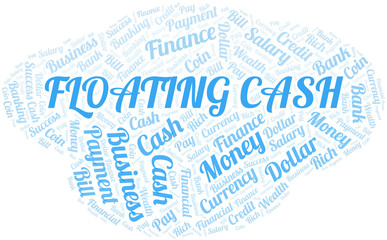 Floating Cash typography vector word cloud.