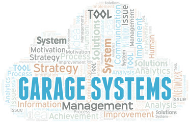 Obraz premium Garage Systems typography vector word cloud.