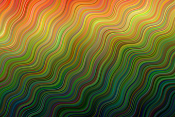 Green, yellow and red waves vector background.