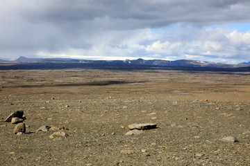 Kjolur / Iceland - August 25, 2017: Scenery along the Kjolur Highland Road, Iceland, Europe