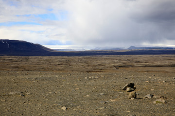 Kjolur / Iceland - August 25, 2017: Scenery along the Kjolur Highland Road, Iceland, Europe