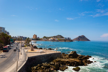 Malecon Avenue in the coastal city of Mazatlan in the state of Sinaloa