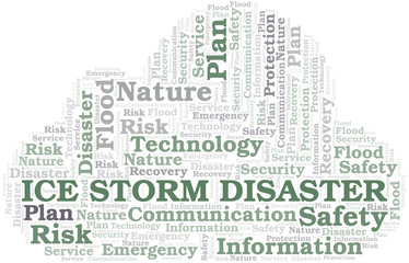 Obraz premium Ice Storm Disaster typography vector word cloud.