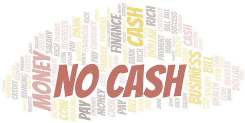 No Cash typography vector word cloud.