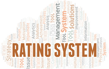 Obraz premium Rating System typography vector word cloud.