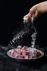 Turkish delight lokum with rose aroma