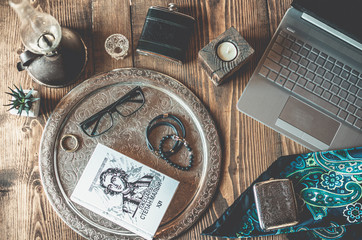 laptope on the table at home
