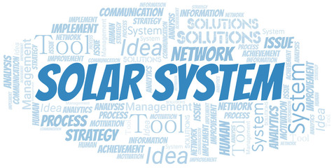 Obraz premium Solar System typography vector word cloud.