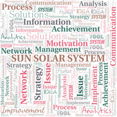 Obraz premium Sun Solar System typography vector word cloud.