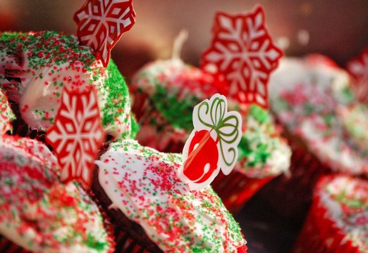 Close-up Of Christmas Cupcakes