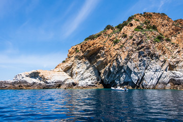 Fototapeta na wymiar View of the rocky coast of Giglio island (Grosseto, Tuscany, Italy).