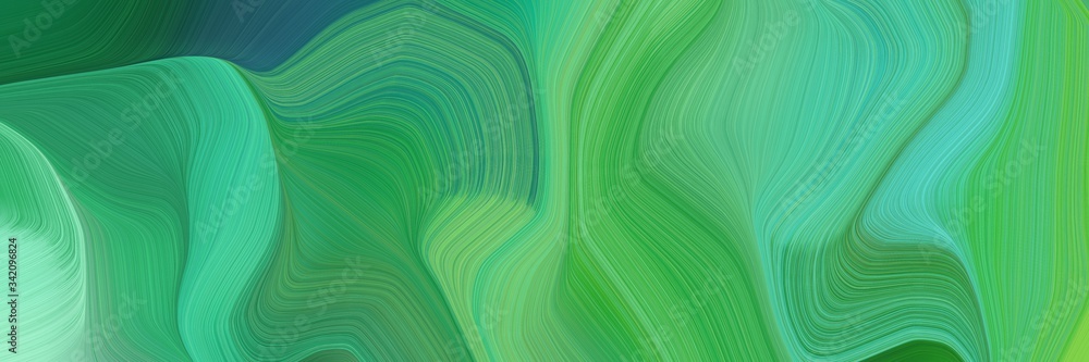 Aufkleber smooth landscape orientation graphic with waves. modern waves background design with medium sea gree
