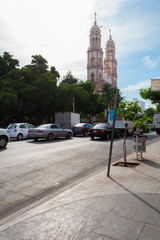Iconic Cathedral of the city of Culiacan, located in the center of the city, symbol of the main religion of the area