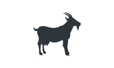 Goat Silhouette logo vector template, a lamb standing side view black design on white background