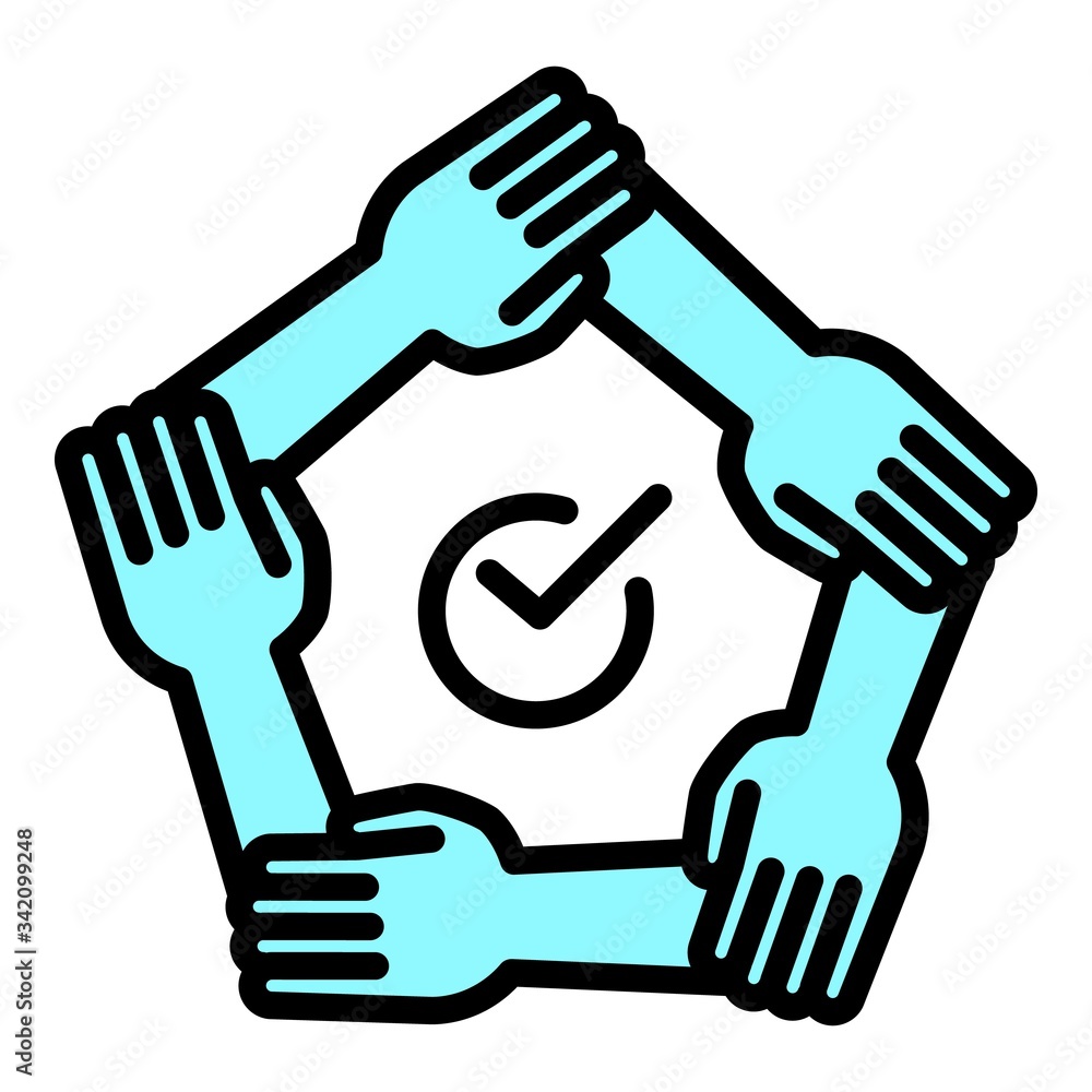 Poster teamwork hands icon. outline teamwork hands vector icon for web design isolated on white background