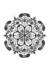 Mandala czarno-biała inspirowana strukturą wody