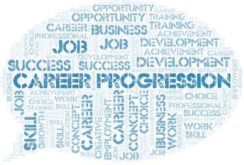 Career Progression typography  word cloud.