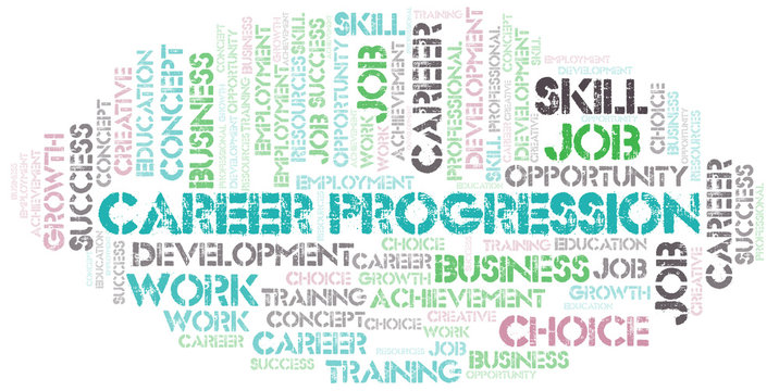 Career Progression Typography Vector Word Cloud.